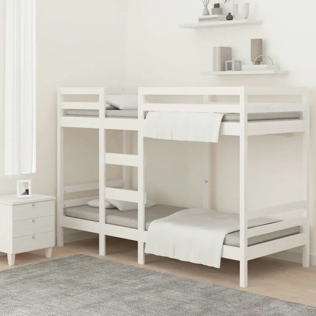 Bunk Bed White 92x187 cm Single Size Solid Wood Pine 3139840