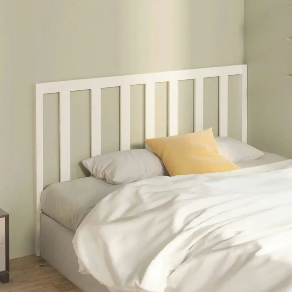 Bed Headboard White 141x4x100 cm Solid Wood Pine 817736