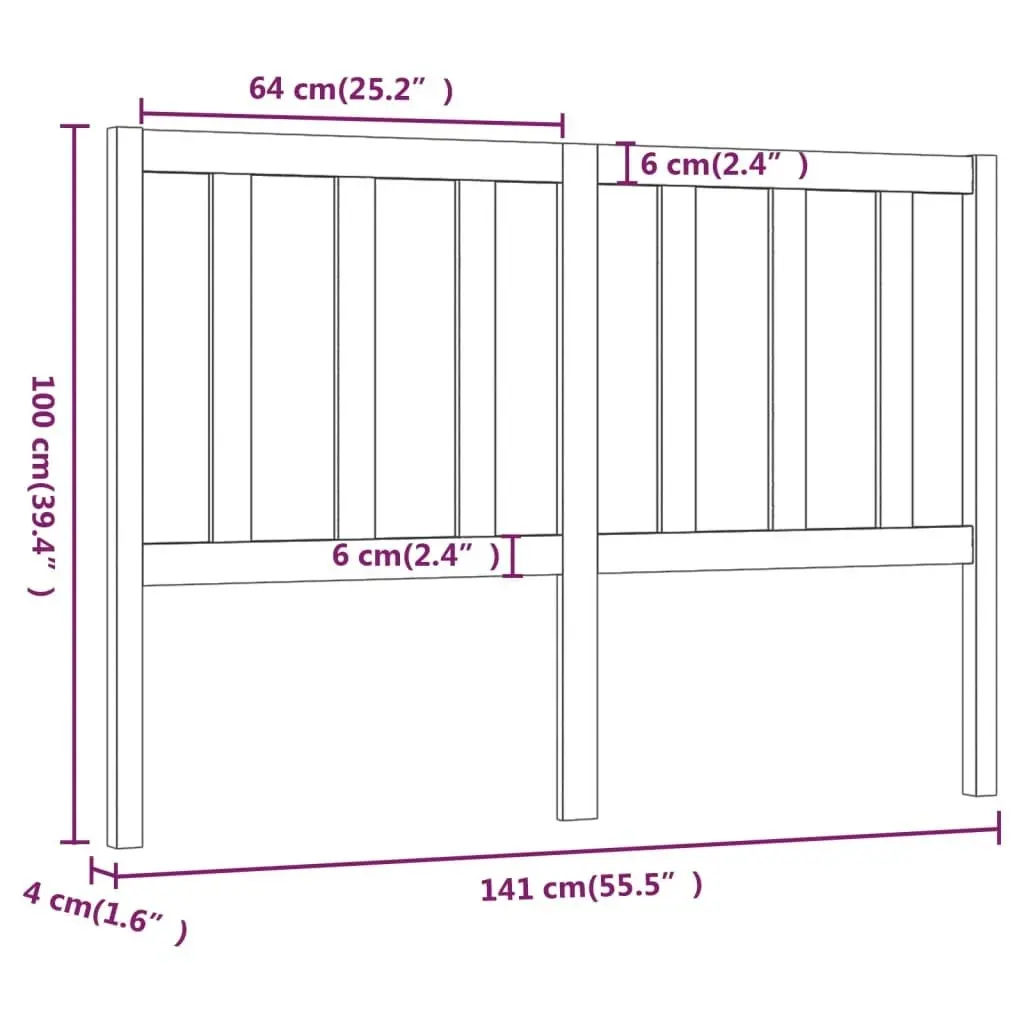 Bed Headboard White 141x4x100 cm Solid Wood Pine 817736