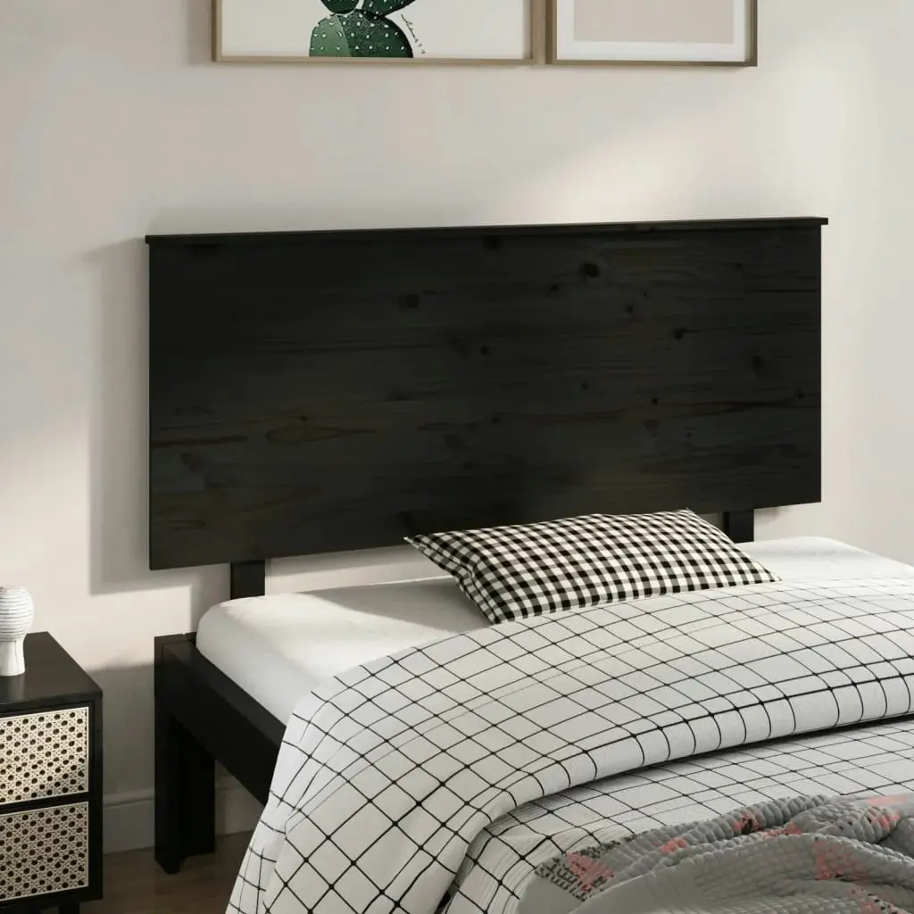 Bed Headboard Black 139x6x82.5 cm Solid Wood Pine 819169