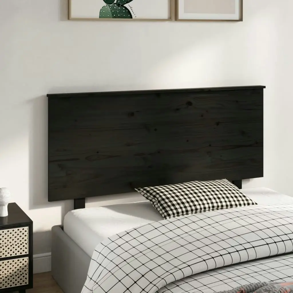 Bed Headboard Black 139x6x82.5 cm Solid Wood Pine 819169