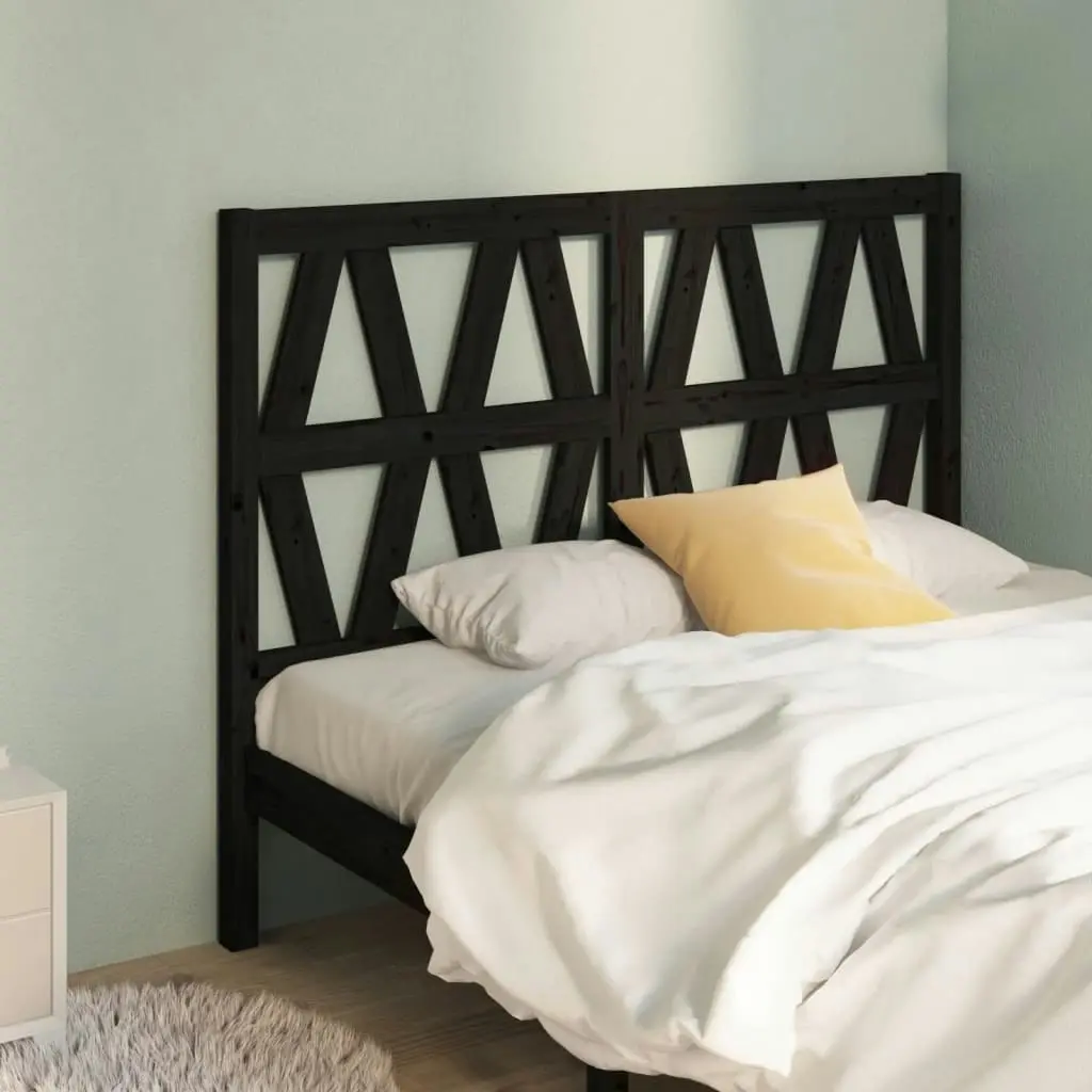 Bed Headboard Black 156 cm Solid Wood Pine 818629