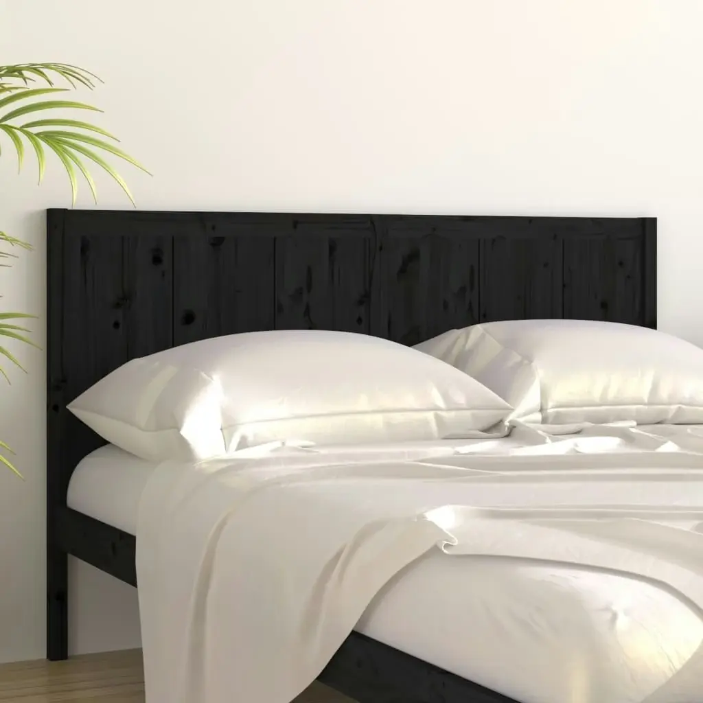 Bed Headboard Black 185.5 cm Solid Pine Wood 818109