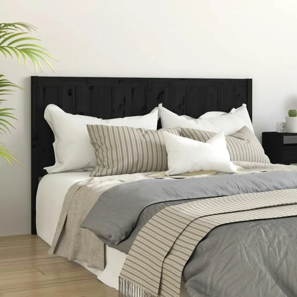 Bed Headboard Black 185.5 cm Solid Pine Wood 818109