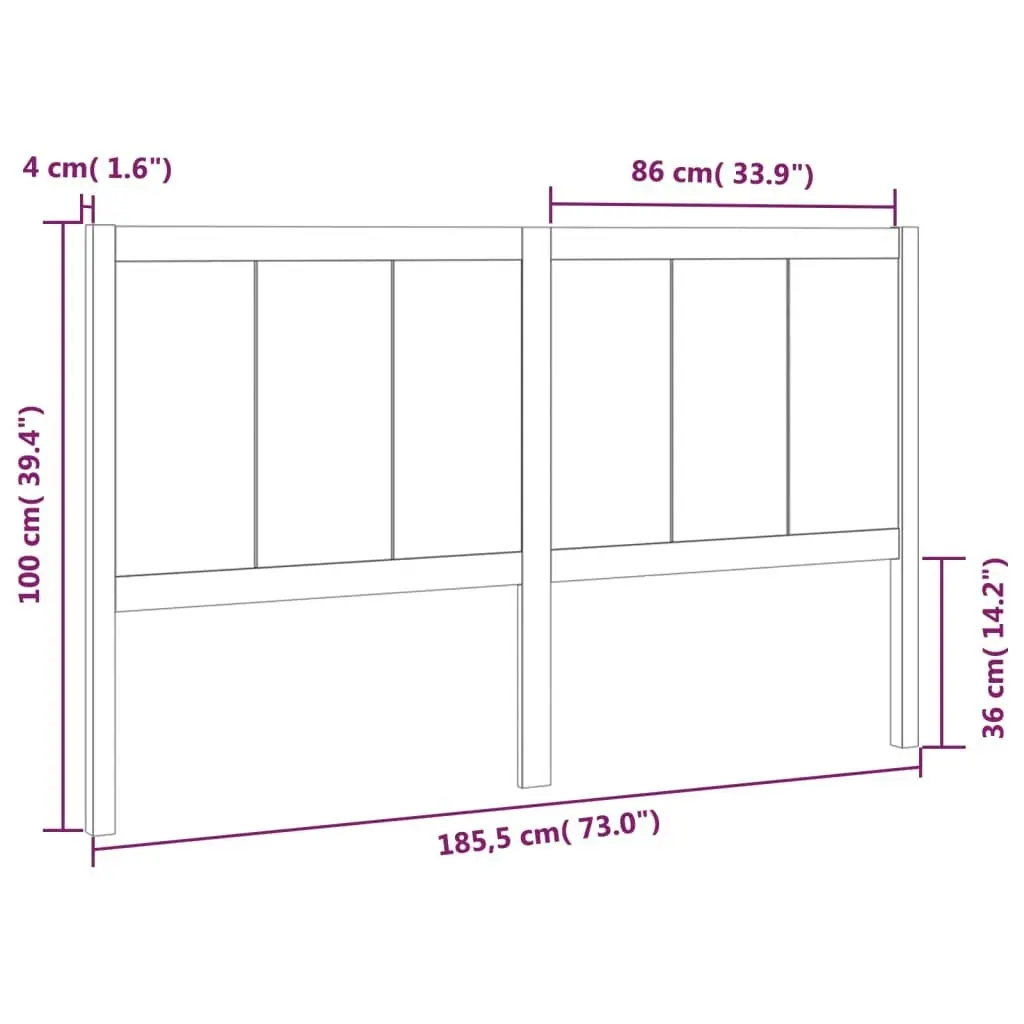 Bed Headboard Black 185.5 cm Solid Pine Wood 818109