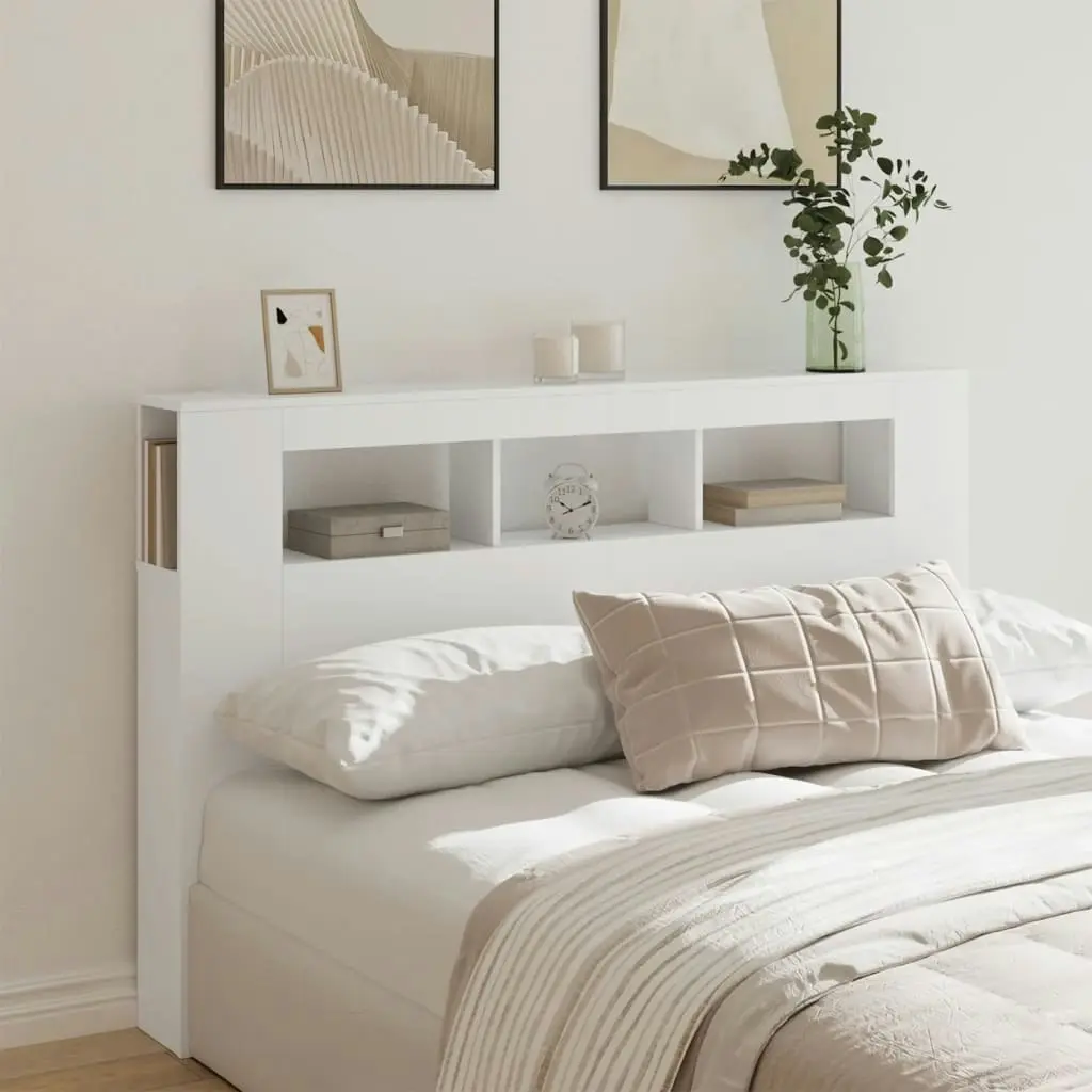 LED Headboard White 160x18.5x103.5 cm Engineered Wood 837351