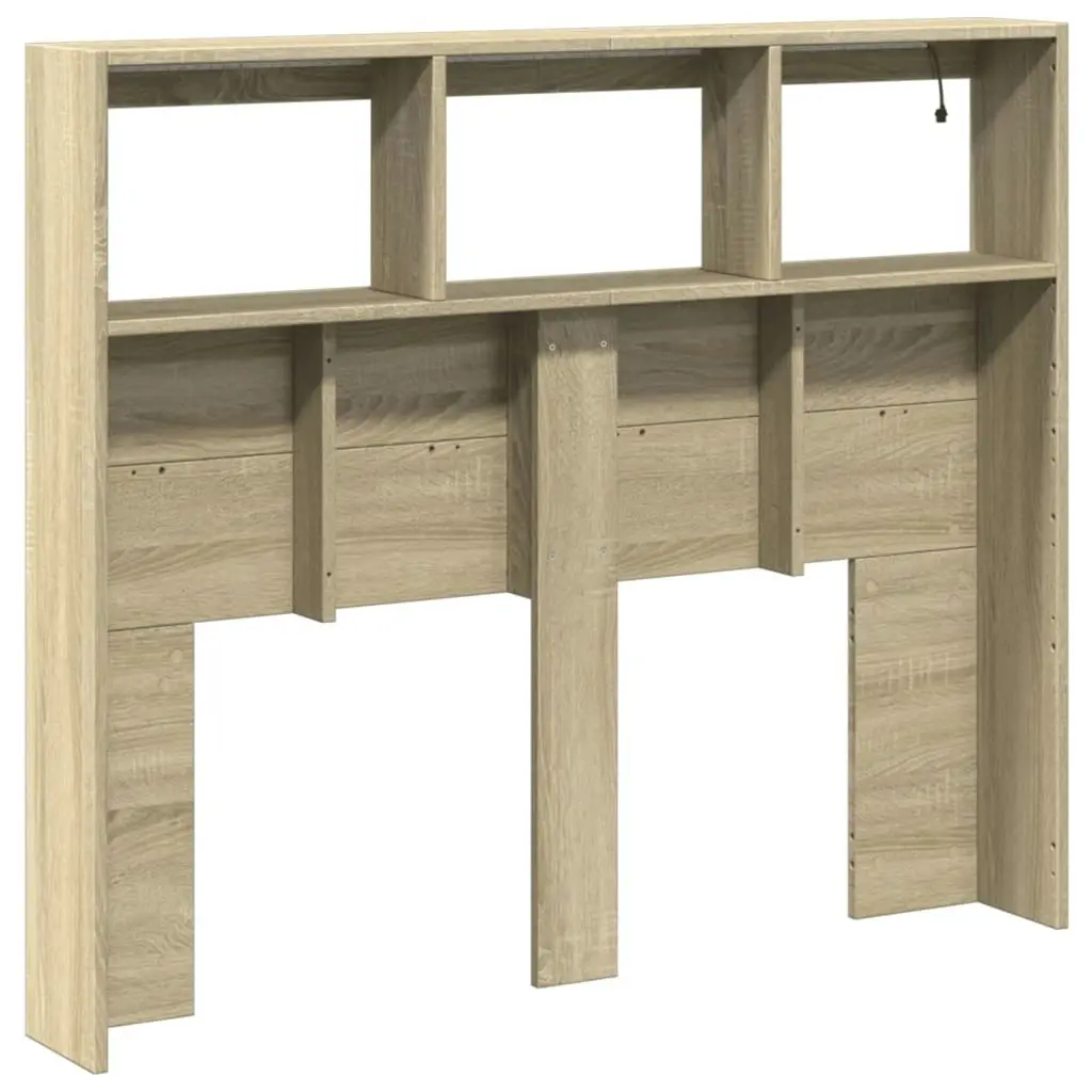 Headboard Cabinet with LED Sonoma Oak 120x17x102 cm 839191