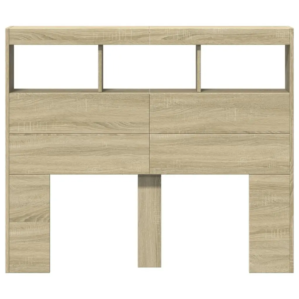 Headboard Cabinet with LED Sonoma Oak 120x17x102 cm 839191