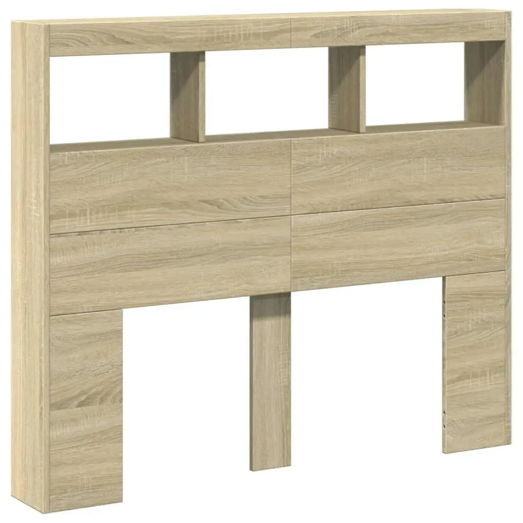 Headboard Cabinet with LED Sonoma Oak 120x17x102 cm 839191