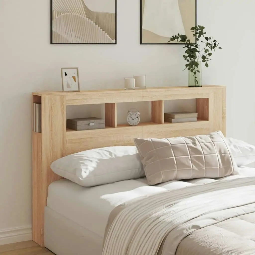 LED Headboard Sonoma Oak 160x18.5x103.5 cm Engineered Wood 837353