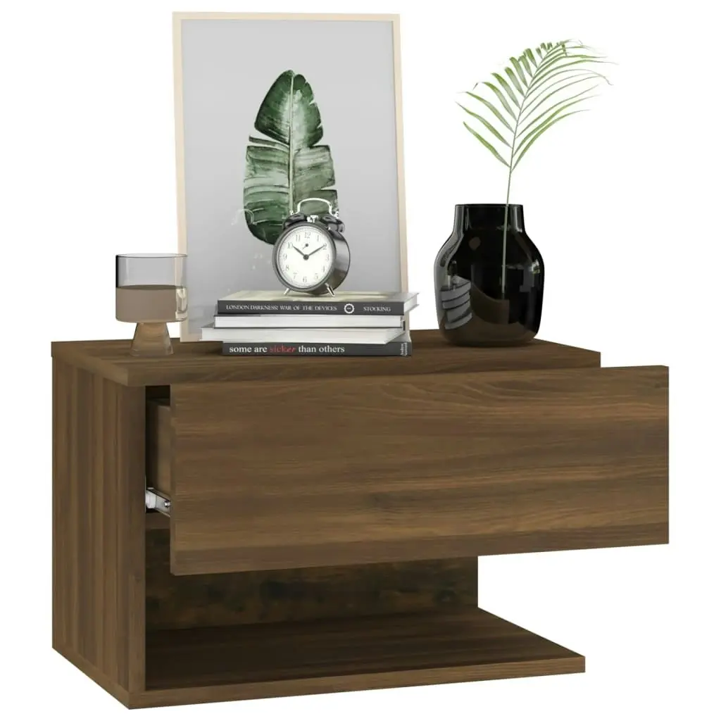 Wall-mounted Bedside Cabinet Brown Oak 816950