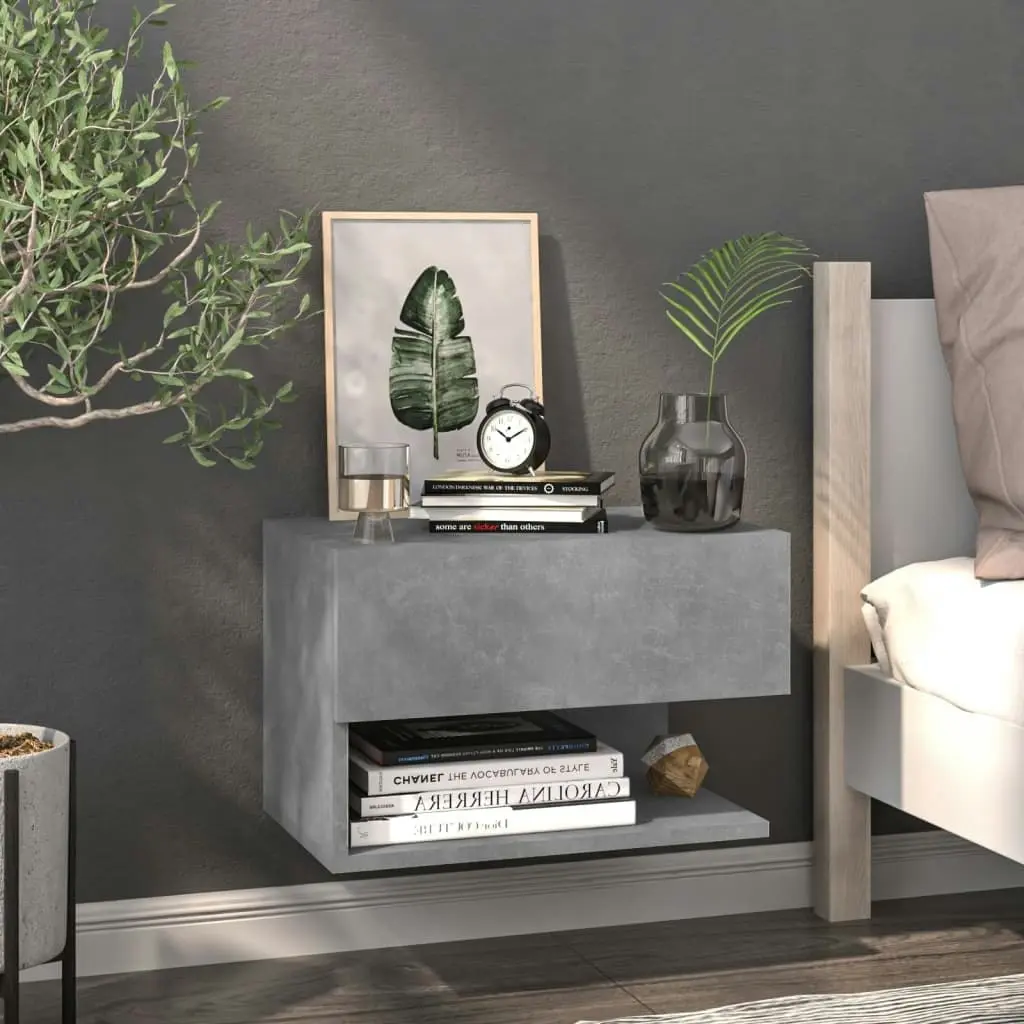 Wall-mounted Bedside Cabinet Concrete Grey 810961