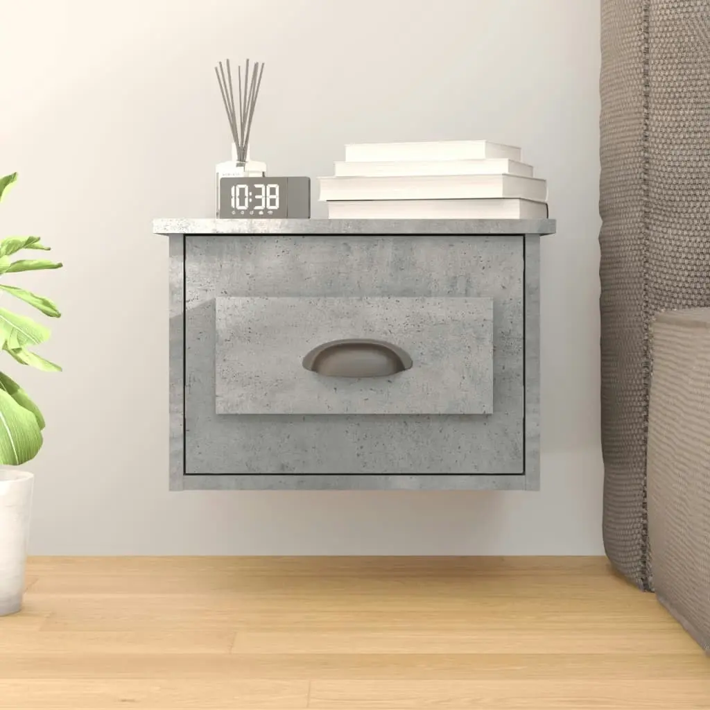 Wall-mounted Bedside Cabinet Concrete Grey 41.5x36x28cm 816384