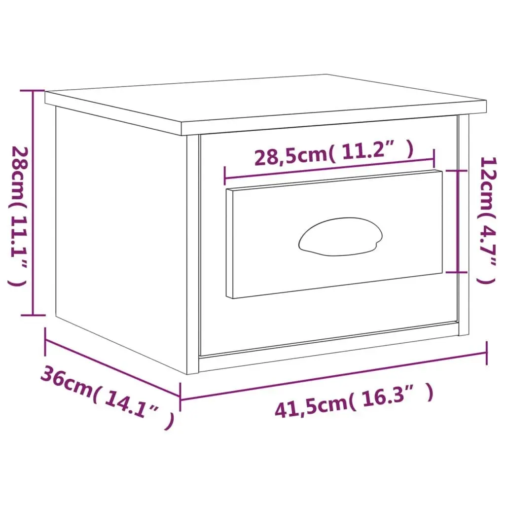 Wall-mounted Bedside Cabinet Concrete Grey 41.5x36x28cm 816384