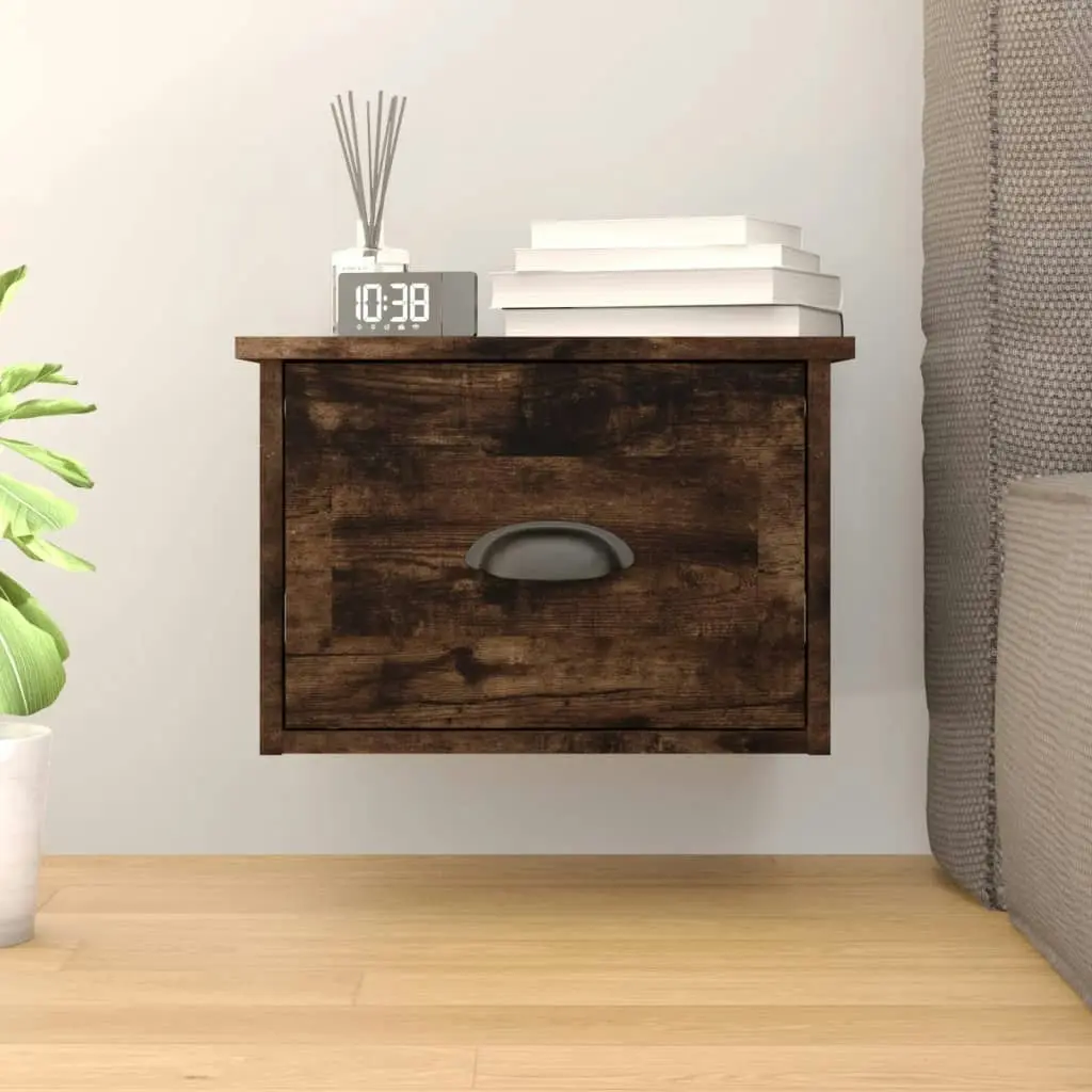 Wall-mounted Bedside Cabinet Smoked Oak 41.5x36x28cm 816386