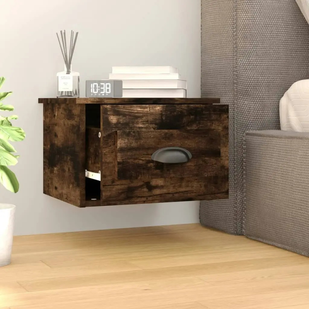 Wall-mounted Bedside Cabinet Smoked Oak 41.5x36x28cm 816386