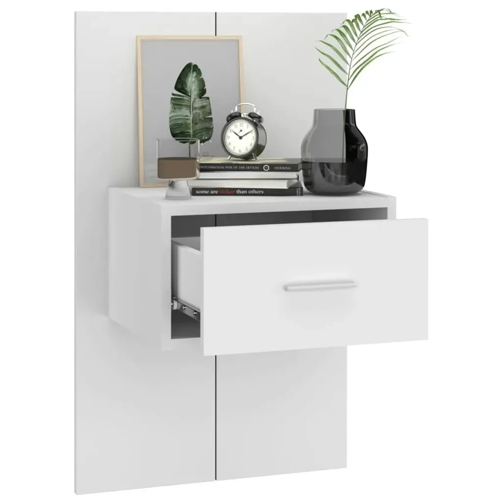 Wall-mounted Bedside Cabinet High Gloss White 810983