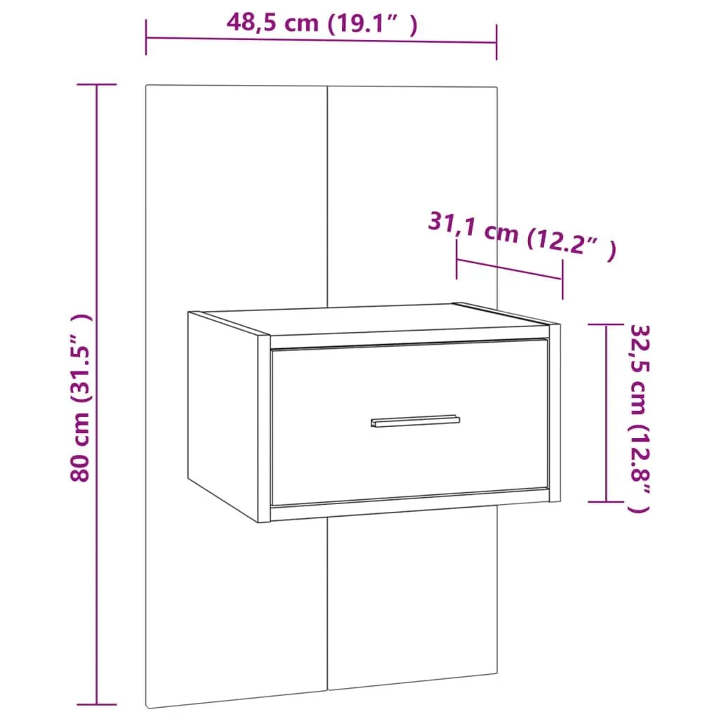 Wall-mounted Bedside Cabinet High Gloss White 810983