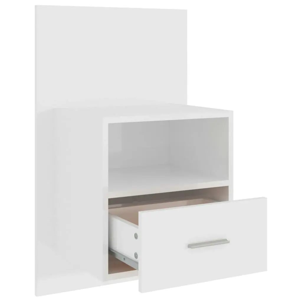 Wall-mounted Bedside Cabinet High Gloss White 811019