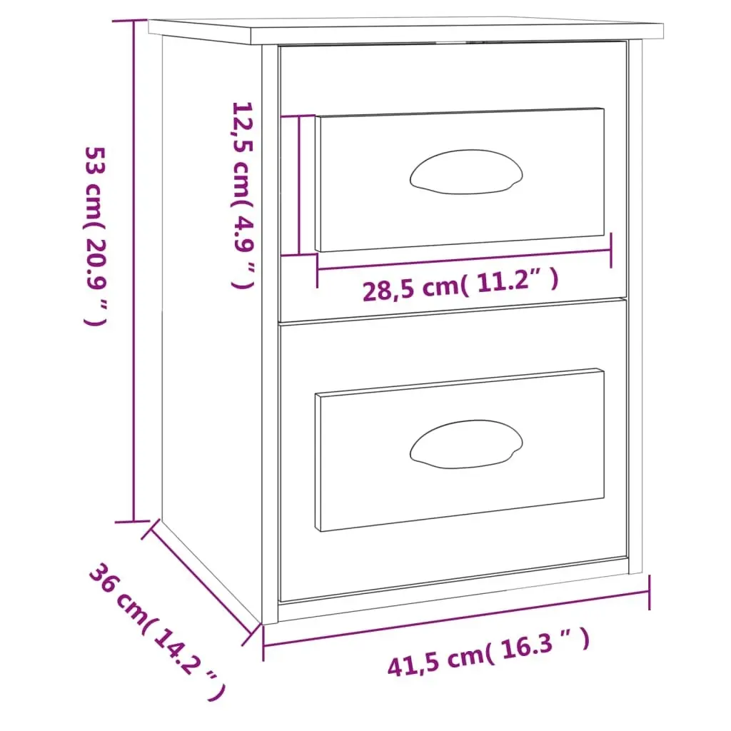 Wall-mounted Bedside Cabinet Sonoma Oak 41.5x36x53cm 816398