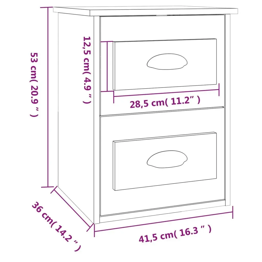 Wall-mounted Bedside Cabinet White 41.5x36x53cm 816392