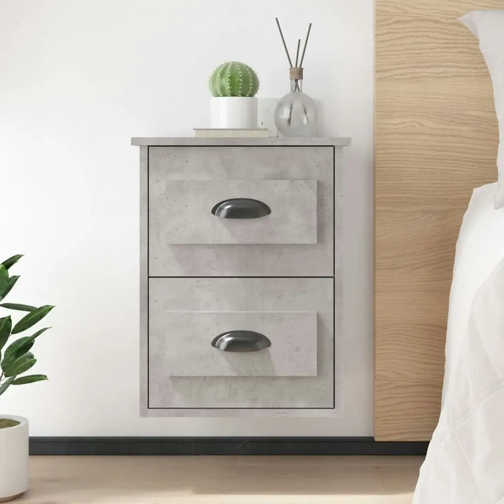 Wall-mounted Bedside Cabinets 2 pcs Concrete Grey 41.5x36x53cm 816401