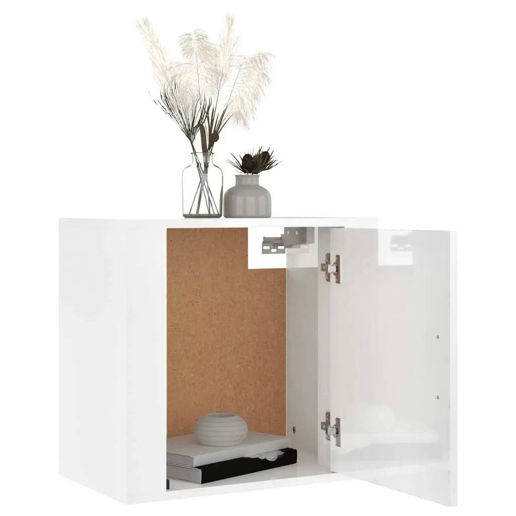 Wall-mounted Bedside Cabinets 2 pcs High Gloss White 50x30x47cm 816869