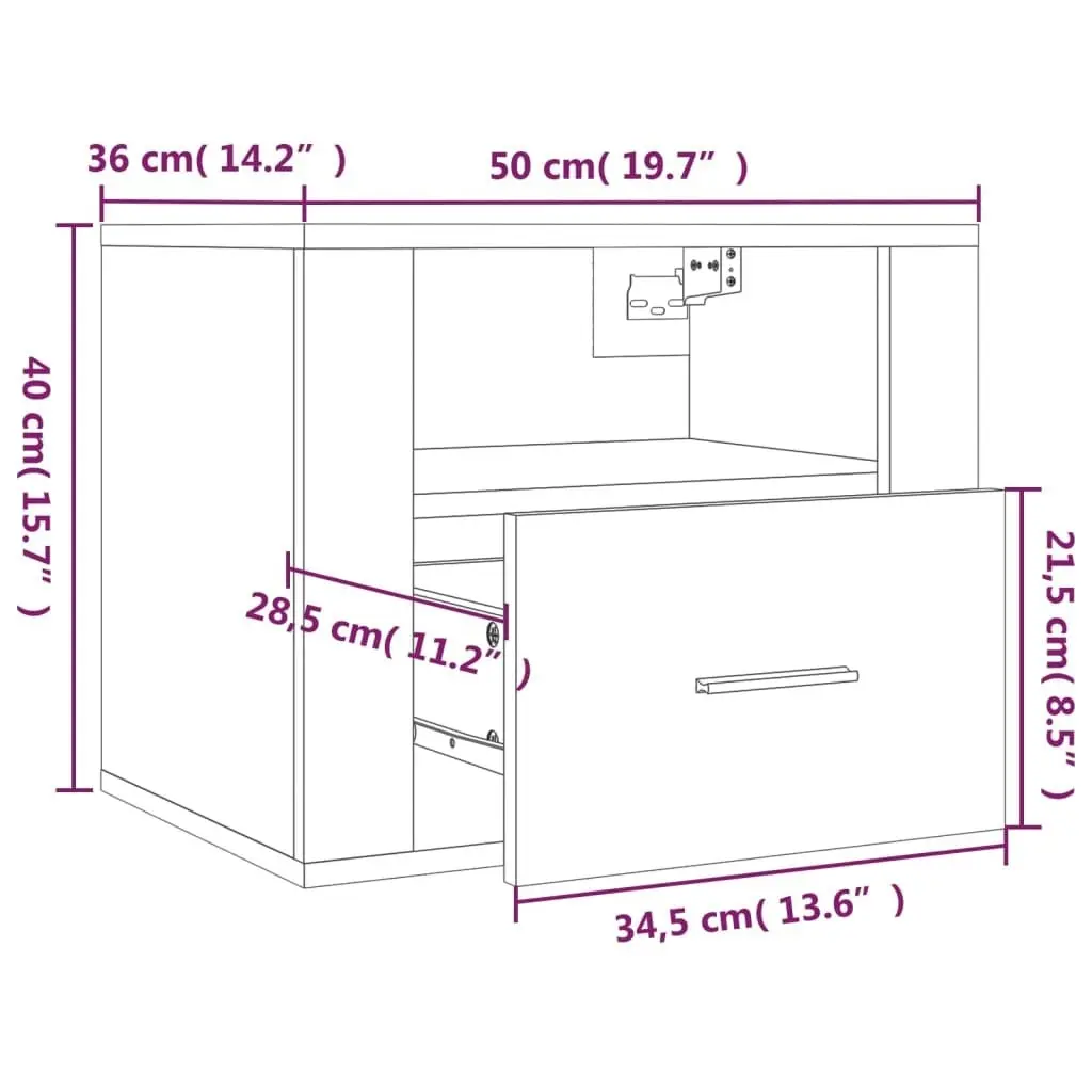 Wall-mounted Bedside Cabinets 2 pcs Sonoma Oak 50x36x40 cm 816887