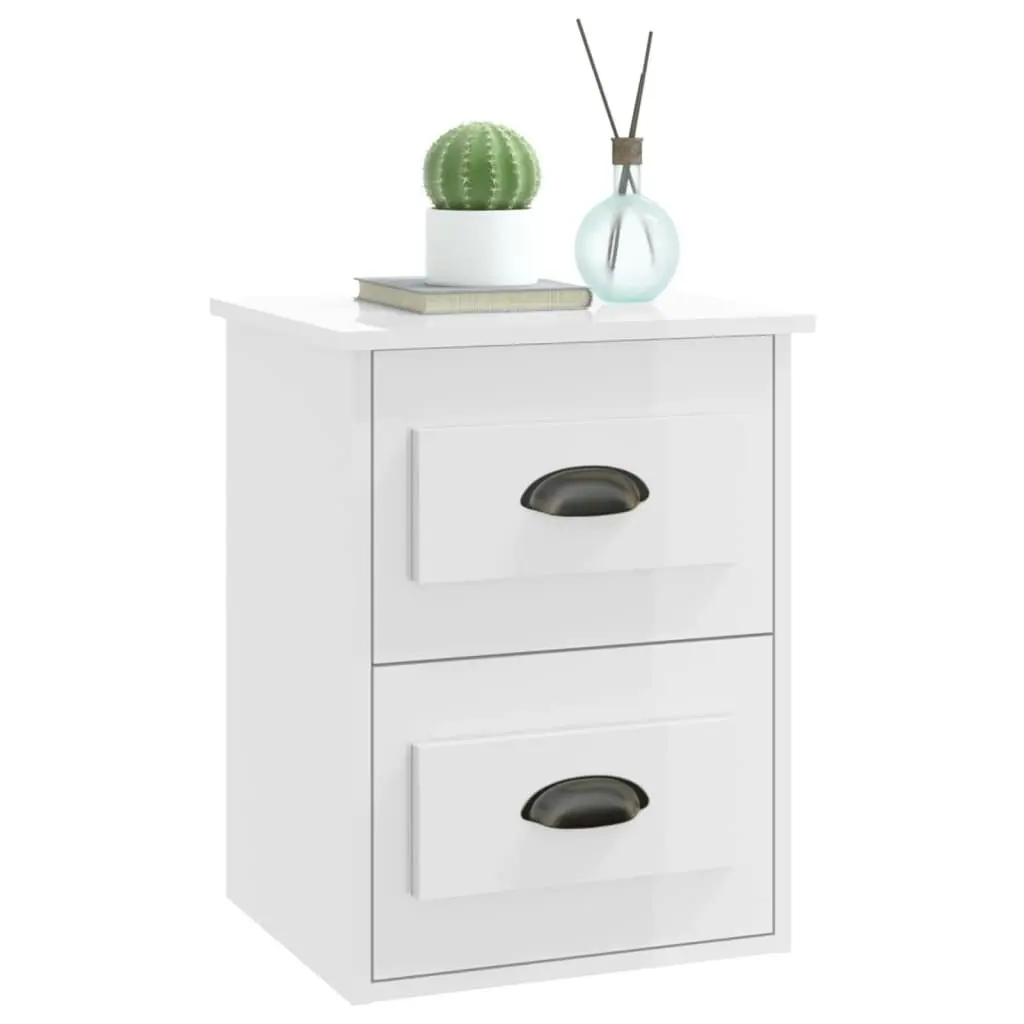 Wall-mounted Bedside Cabinets 2 pcs High Gloss White 41.5x36x53cm 816397