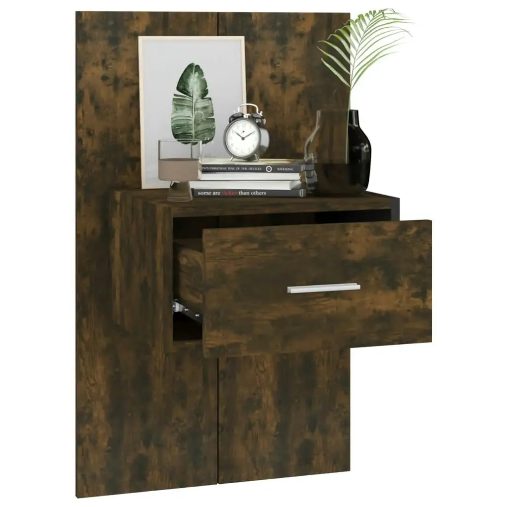 Wall-mounted Bedside Cabinets 2 pcs Smoked Oak 816953