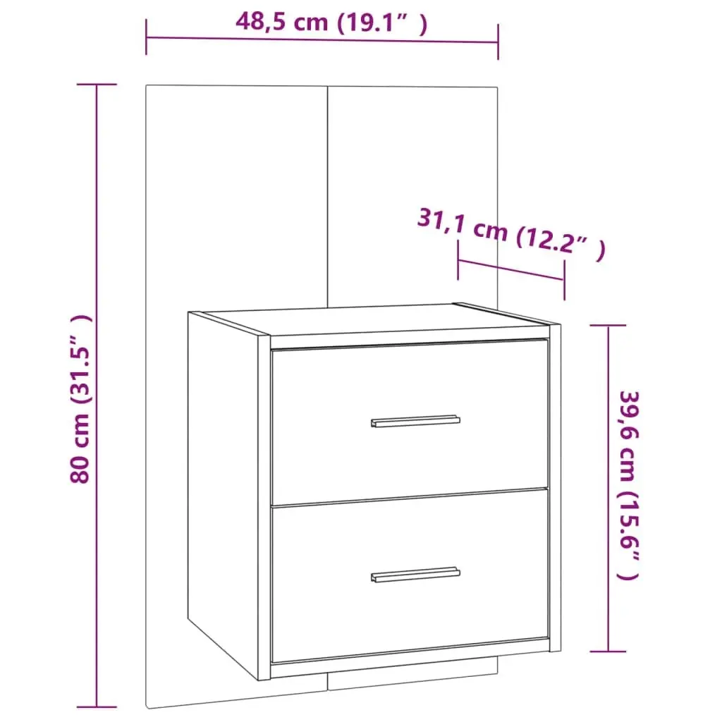 Wall-mounted Bedside Cabinets 2 pcs Grey Sonoma 816961