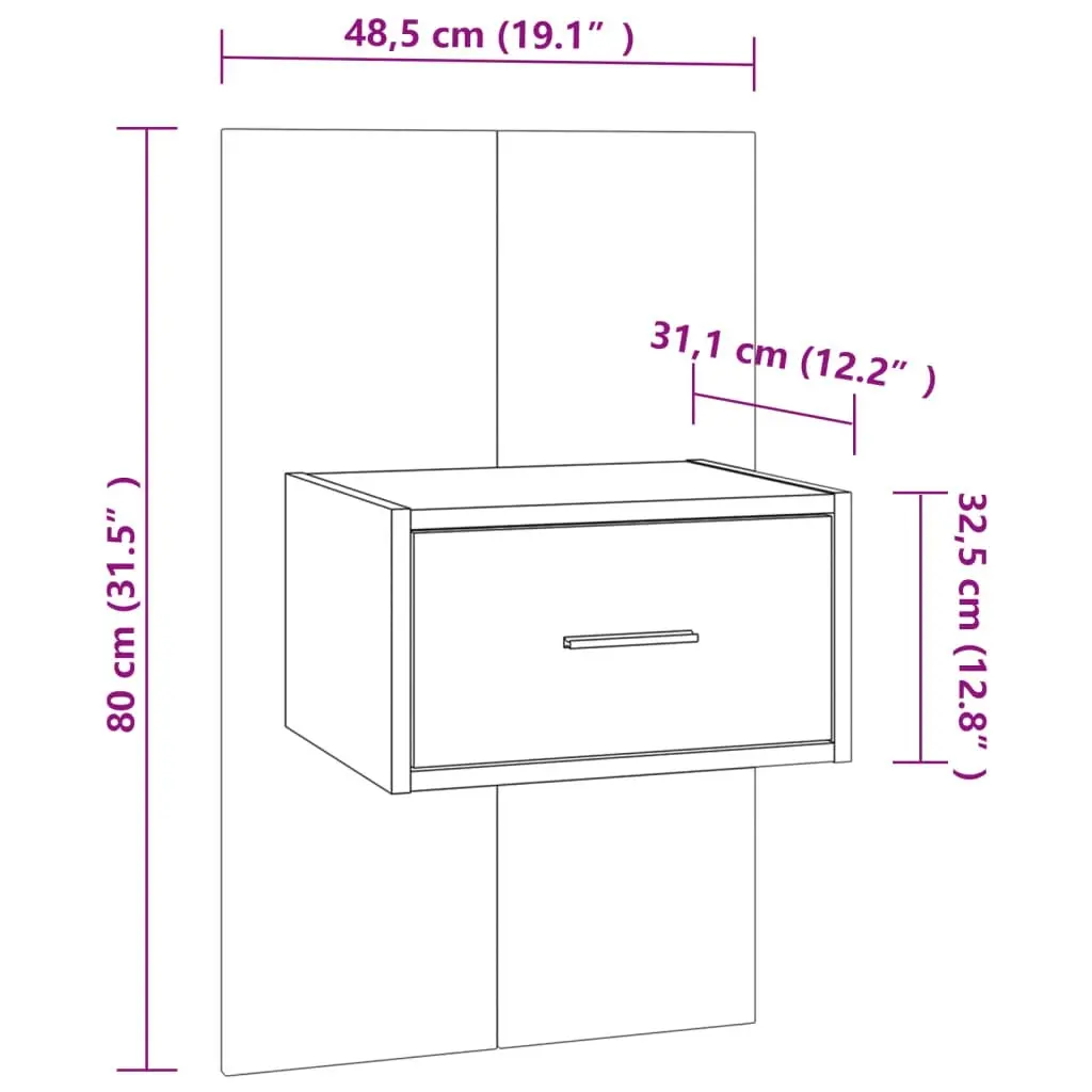 Wall-mounted Bedside Cabinets 2 pcs White 810972