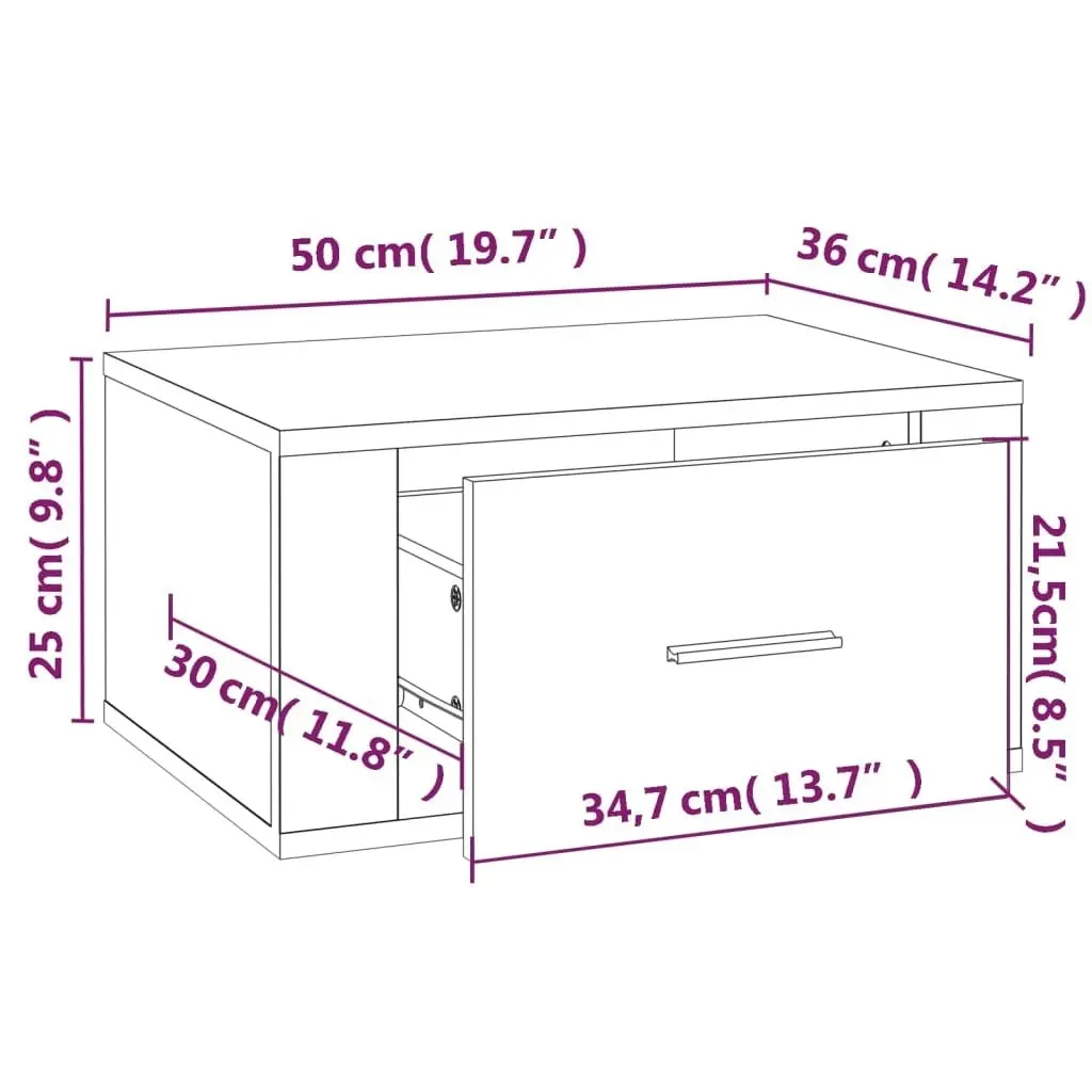 Wall-mounted Bedside Cabinets 2 pcs Sonoma Oak 50x36x25 cm 816847