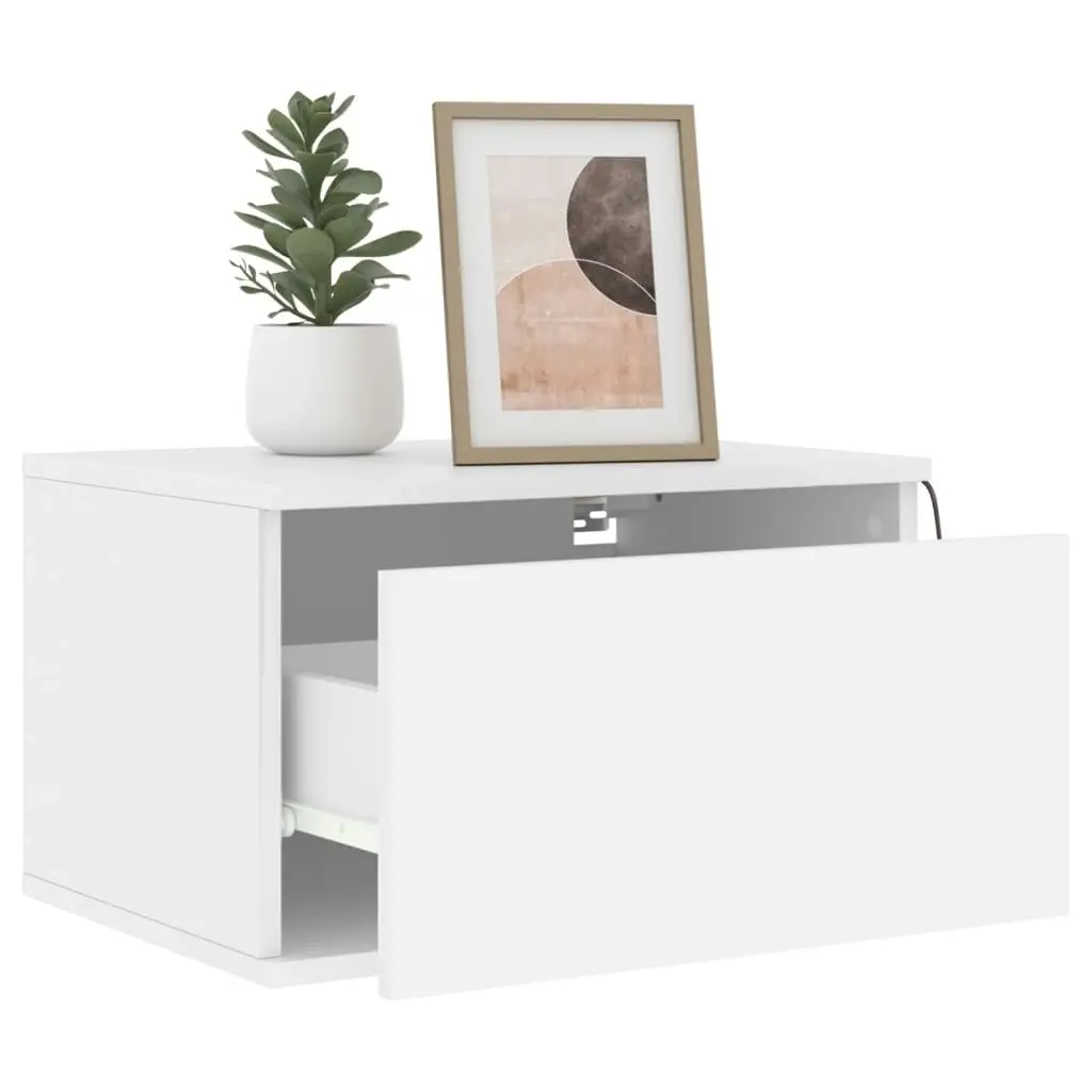 Wall-mounted Bedside Cabinets with LED Lights 2 pcs White 836827