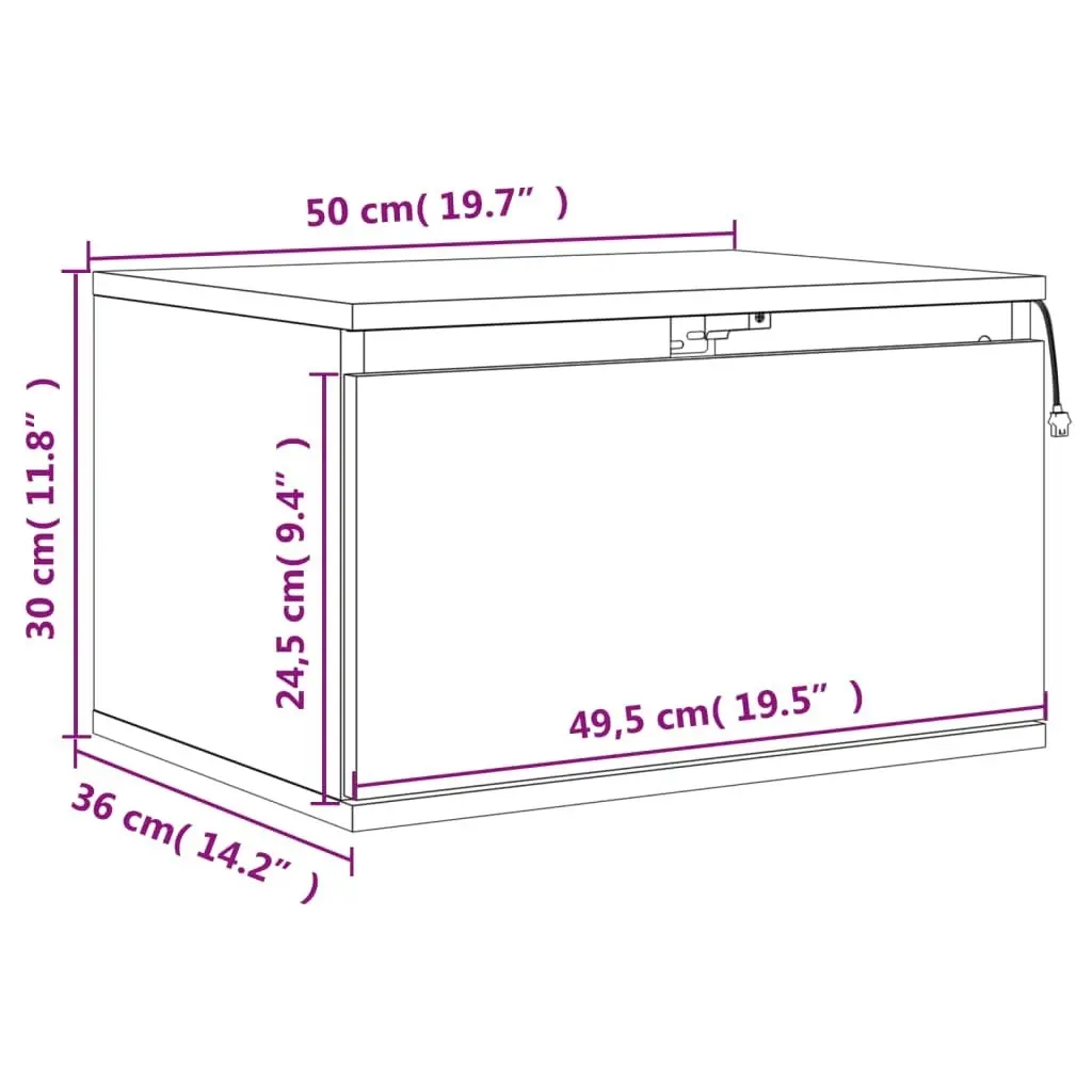 Wall-mounted Bedside Cabinets with LED Lights 2 pcs White 836827