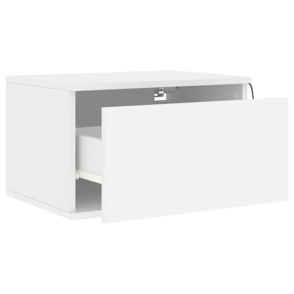 Wall-mounted Bedside Cabinets with LED Lights 2 pcs White 836827