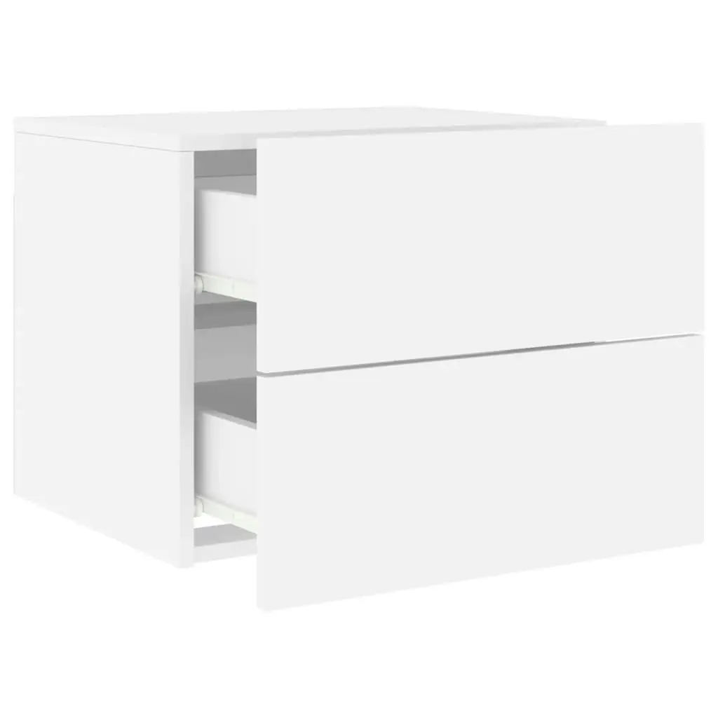 Wall-mounted Bedside Cabinets with LED Lights 2 pcs White 836813