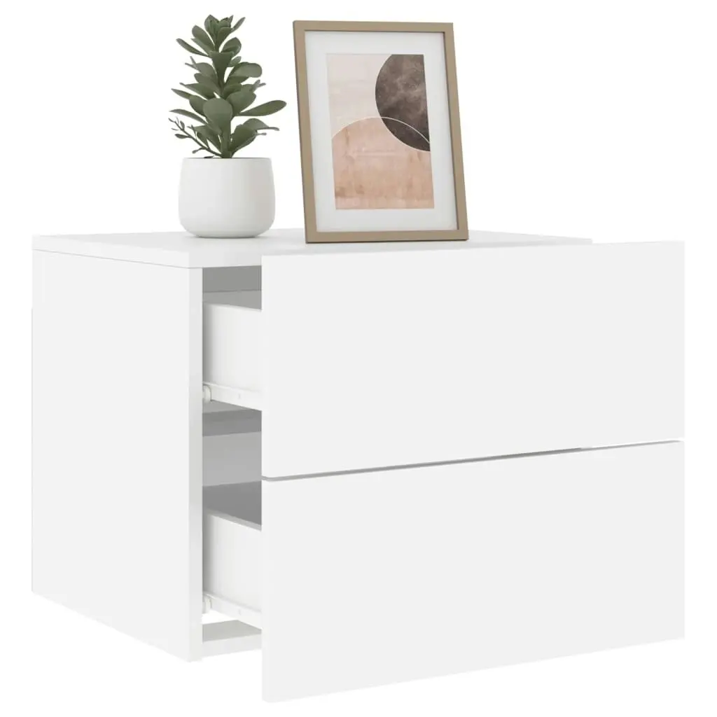 Wall-mounted Bedside Cabinets with LED Lights 2 pcs White 836813