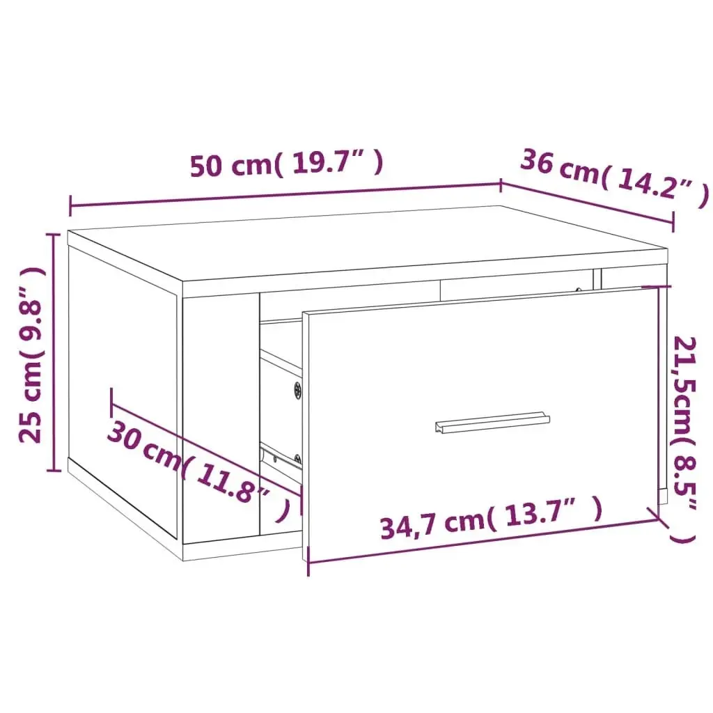 Wall-mounted Bedside Cabinets 2 pcs High Gloss White 50x36x25cm 816845