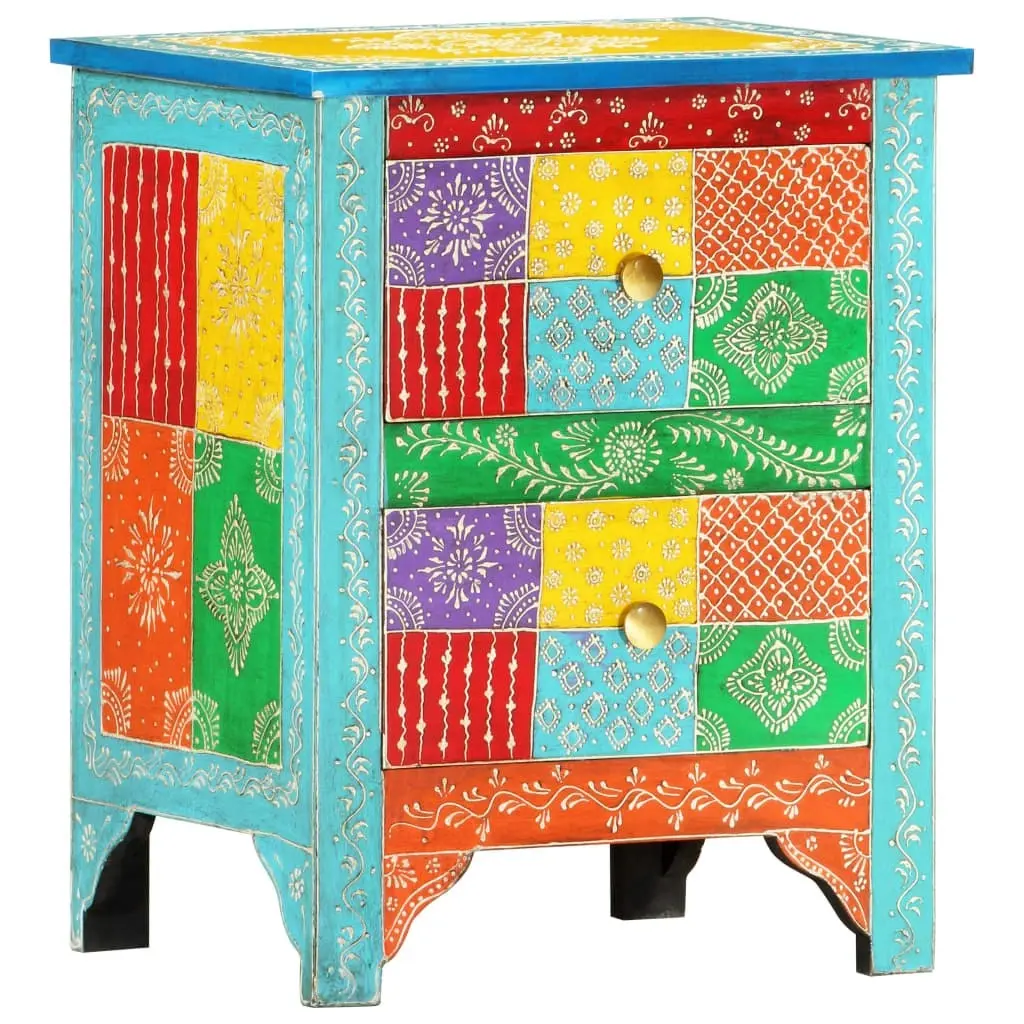 Hand Painted Bedside Cabinet 40x30x50 cm Solid Mango Wood 286157