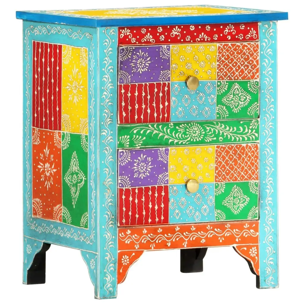 Hand Painted Bedside Cabinet 40x30x50 cm Solid Mango Wood 286157