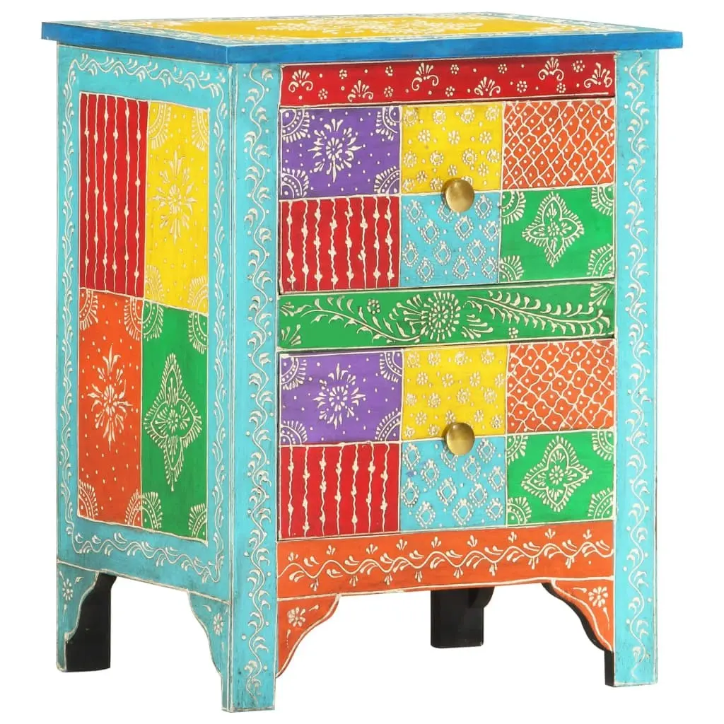 Hand Painted Bedside Cabinet 40x30x50 cm Solid Mango Wood 286157