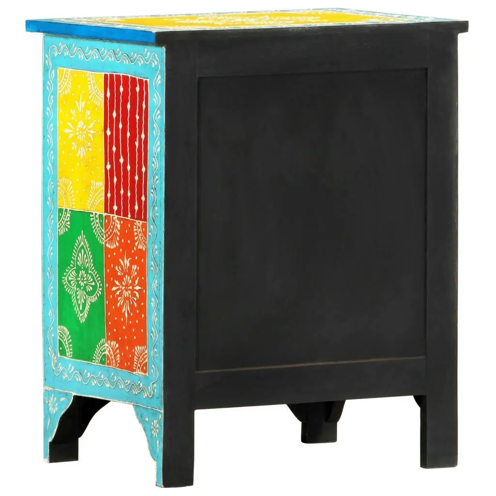 Hand Painted Bedside Cabinet 40x30x50 cm Solid Mango Wood 286157