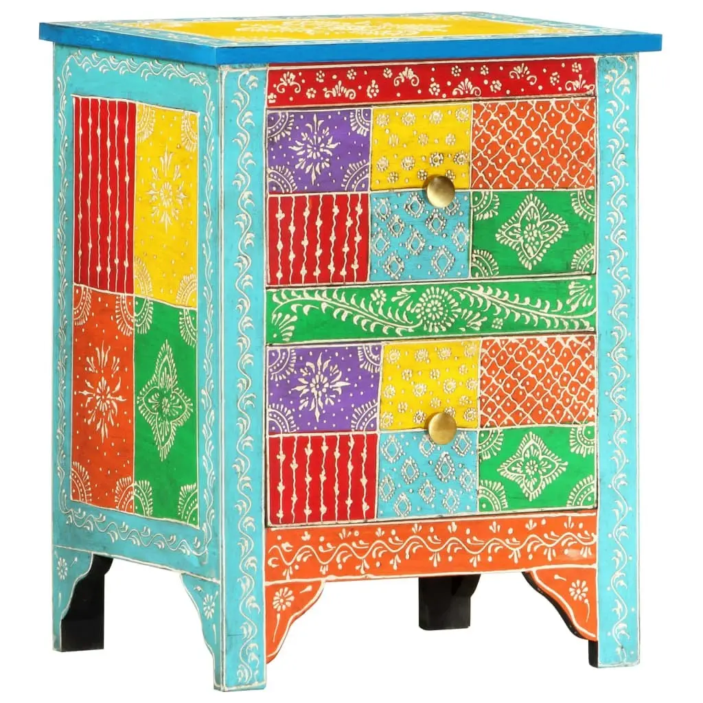 Hand Painted Bedside Cabinet 40x30x50 cm Solid Mango Wood 286157