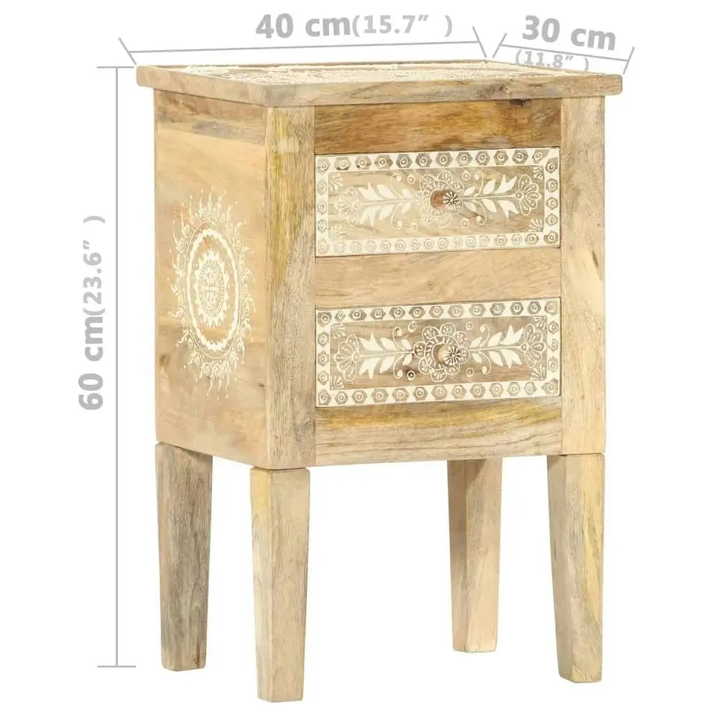 Hand Painted Bedside Cabinet 40x30x60 cm Solid Mango Wood 286161