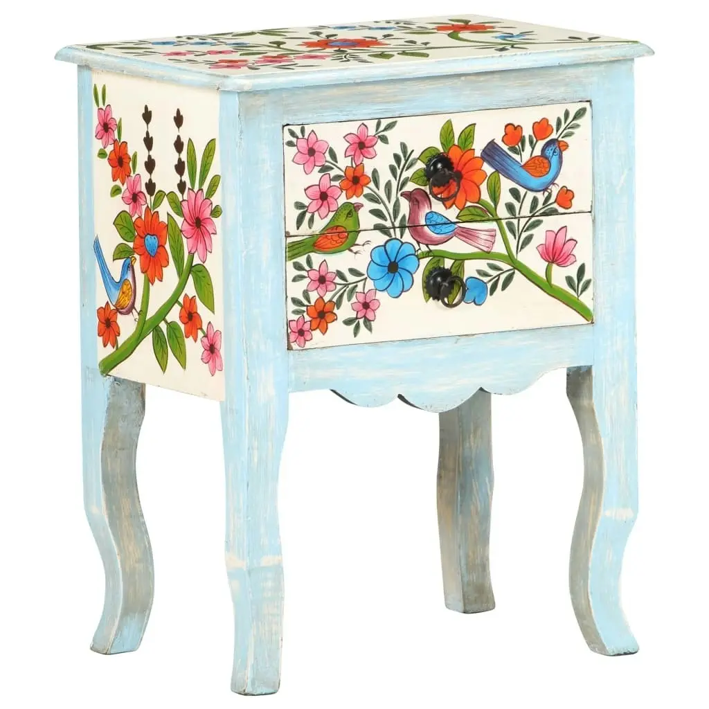 Hand Painted Bedside Cabinet 40x30x50 cm Solid Mango Wood 323541