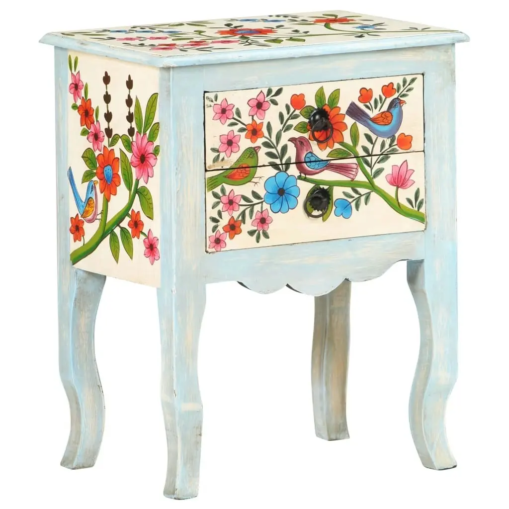 Hand Painted Bedside Cabinet 40x30x50 cm Solid Mango Wood 323541