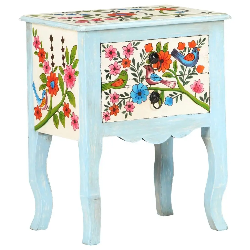 Hand Painted Bedside Cabinet 40x30x50 cm Solid Mango Wood 323541