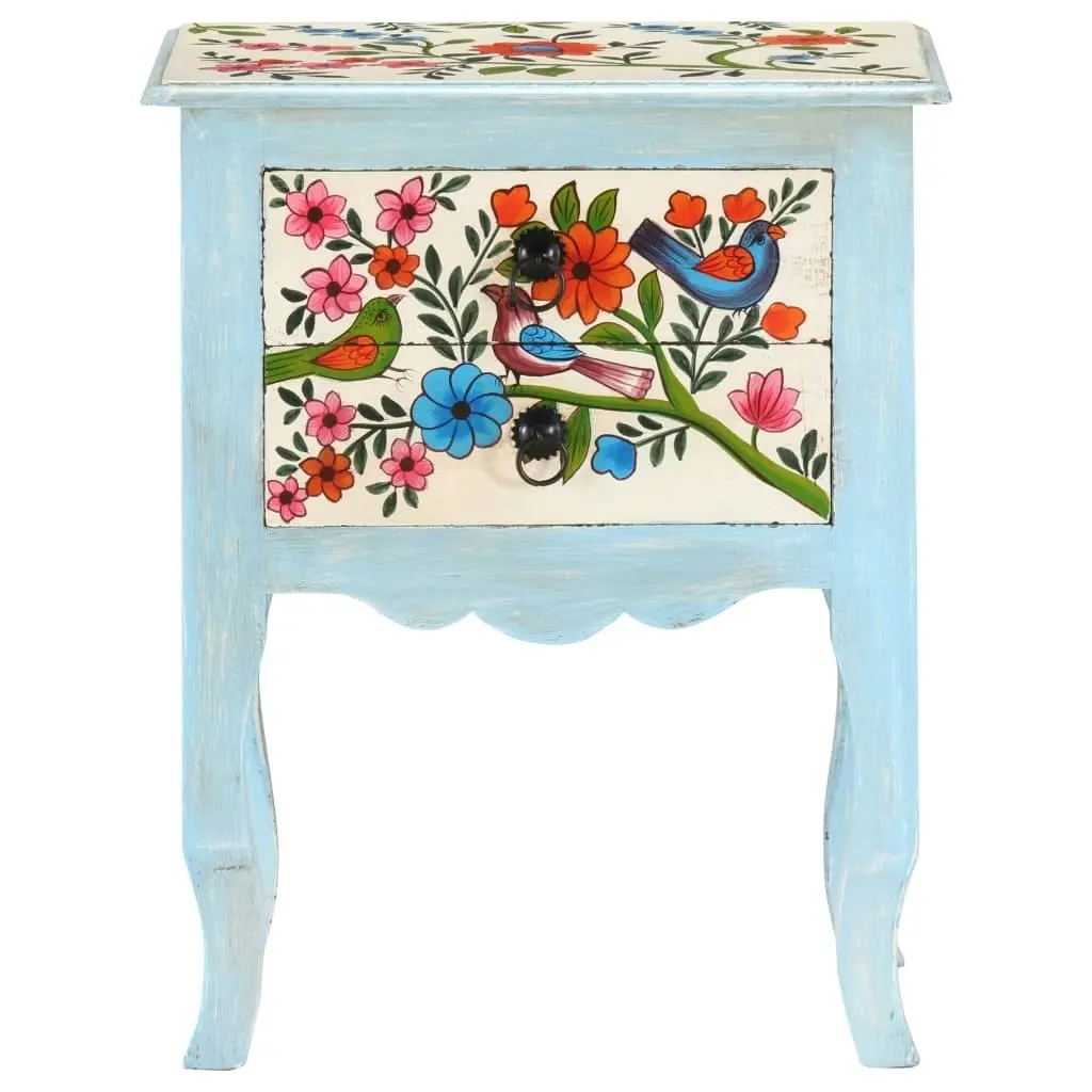 Hand Painted Bedside Cabinet 40x30x50 cm Solid Mango Wood 323541