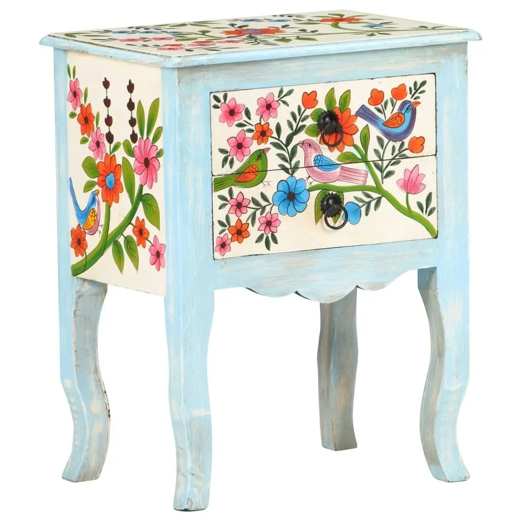 Hand Painted Bedside Cabinet 40x30x50 cm Solid Mango Wood 323541